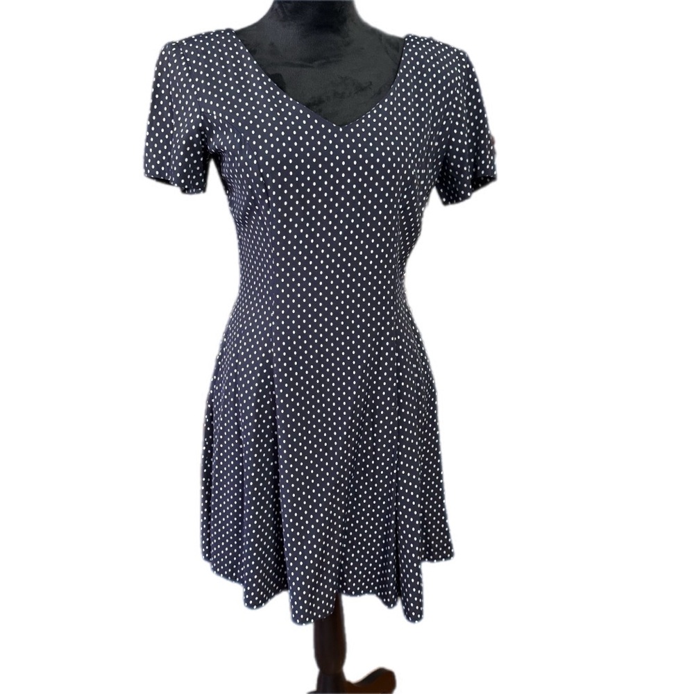 Vintage Young Edwardian Polka Dot Button Side Fit and Flare Mini Dress size 5